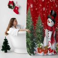 thumbnail image 5 of Shower Curtain 60"W x 72"L Snowman Christmas Tree Red Texture Fabric Shower Curtains Set with Hooks Water Repellent Bathroom Curtains Machine Washable Bathroom Accessories, 5 of 7