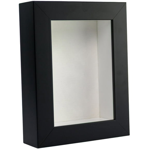 4x6 Shadow Box Frame In Black With A 1 3/4" Usable Depth Includes White Suede Acid-Free Backing, UV