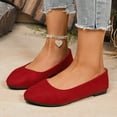 thumbnail image 2 of Red Women Casual Loafers Flat Shoes, Round Toe Closed Toe, Soft Sole Comfortable Slip On Flocked, 2 of 9