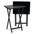 thumbnail image 1 of PJ Wood Folding TV Tray, Collapsible Portable Snack Serving Tables, Black, 2 Piece Set, 1 of 10