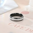thumbnail image 2 of PAMTIER Mens Womens Stainless Steel Brushed Center Band Ring Dainty Minimalist Matte and Shiny Contrast Wedding Band Silver Black Size 7, 2 of 4