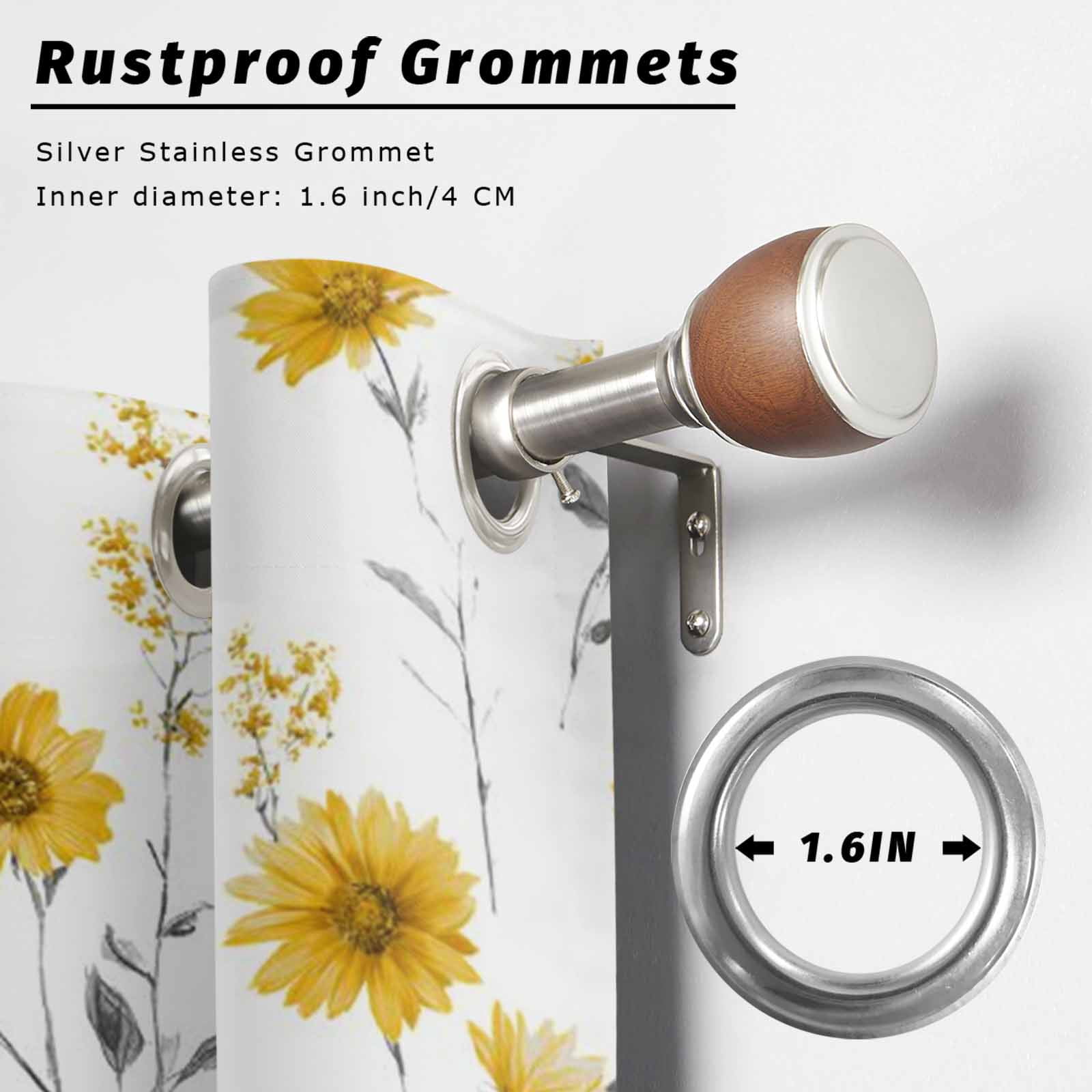 Sunflowers Outdoor Curtains 1 Panel Summer Country Yellow Floral Leaf Plant Waterproof Weatherproof Privacy Curtain Thermal Outside Drape for Porch Pergola Patio 54 x 108 Inch