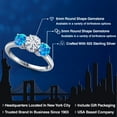 thumbnail image 2 of Gem Stone King 925 Sterling Silver White Moissanite and Simulated Blue Opal Engagement Ring for Women | 1.80 Cttw | Round 6MM | Gemstone Birthstone | Size 7, 2 of 7