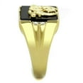 thumbnail image 4 of IP Gold(Ion Plating) Stainless Steel Ring with Synthetic Onyx in Jet for Women Masonic Theme Jet Stone Color Style TK1890 Size 12, 4 of 4
