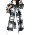 thumbnail image 1 of Abrigo de lana de mezcla larga a cuadros para mujer, chaquetas de manga larga con botones, camisas informales de franela para novio, 1 of 1