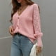 thumbnail image 5 of Pntutb Mujeres Casual Sólido Botones de tejer Hollow Out Manga larga Cuello en V Suéteres tops Pntutb Pntutb-4691, 5 of 7