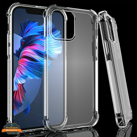 Xpression Case for Apple iPhone 13 Pro (6.1") HD Crystal Hybrid PC TPU [Four-Corner Protective] Rubber Shockproof Gel Bumper Transparent Phone Cover [Clear]