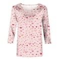 thumbnail image 4 of Luxalzxs Valentines Day Tops Women Cute Heart Graphic Shirts Crewneck 3/4 Length Sleeve Tee Tops Love Print Casual Blouse, 4 of 4