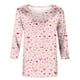thumbnail image 4 of Camisetas de Manga Corta para las Mujeres Retro Cuello Redondo Pascua Impreso Suelto Top, Ligero Poliéster 3/4 Camiseta de Manga para el Desgaste Casual, Diario Y de Primavera, 4 of 4