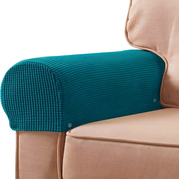 AUQ Stretch Armrest Covers Spandex Arm Covers for Chairs Couch Sofa Armchair Slipcovers for Recliner Sofa with Twist Pins 2Pcs (Blue)