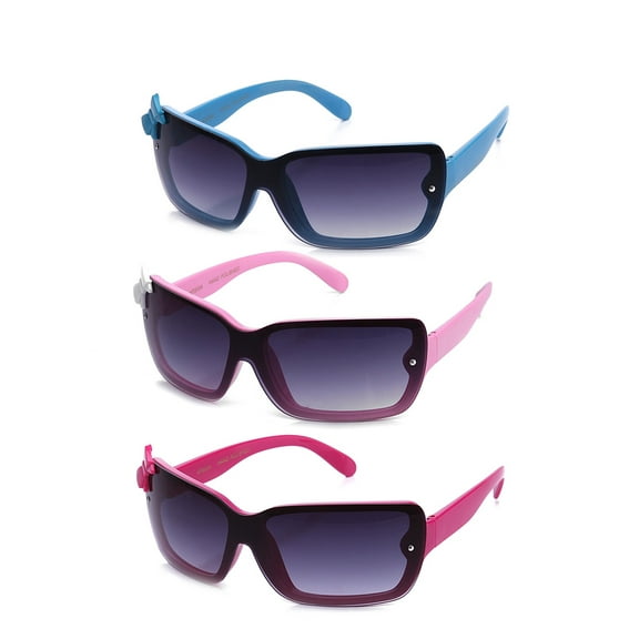 Newbee Fashion - Kids Girls Cute Bow Fashion Sunglasses One Piece Shield Lense (4-12 Years) UV Protection