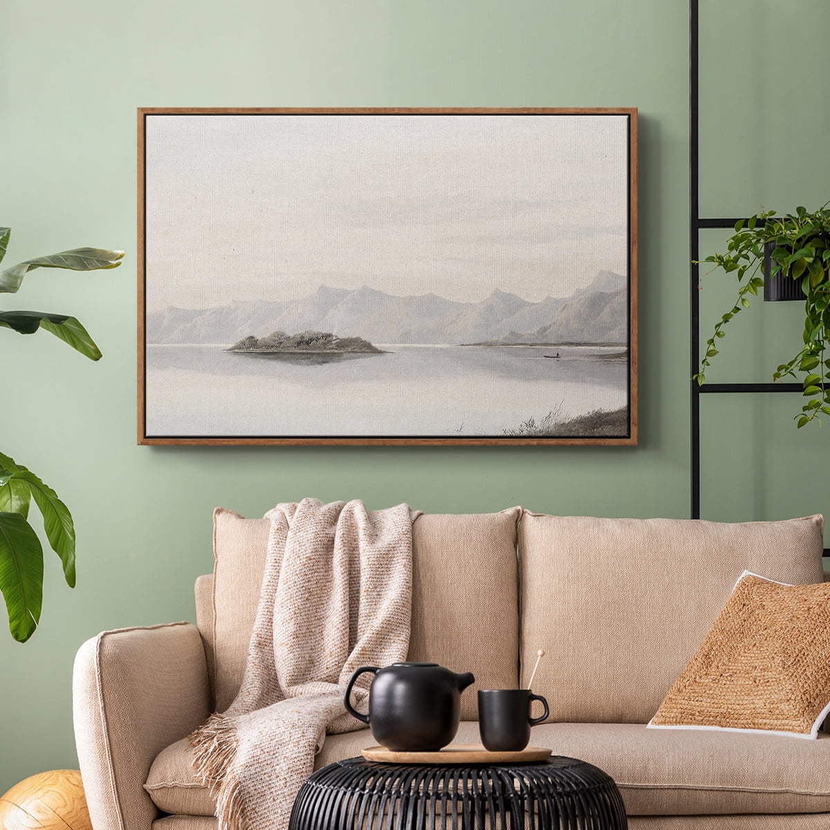 Vintage Landscape-MXI By Wexford Home Framed in Walnut Wood Gallery Wrapped Canvas 27 in. x 41 in.