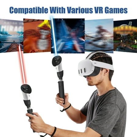 TSV VR Handle Attachments Fit for Oculus/Meta Quest 3 Controller Accessories, Extension Grips for Playing Beat Saber, Gorilla Tag Long Arms Grips