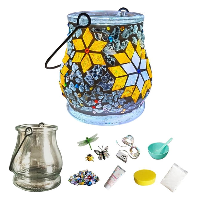 Feltree DIY Glass Candlestick Craft Kit with LED Light - Crystal Luminous Valentine's/Parent-Child Puzzle Project & Romantic Home Decoration Gift