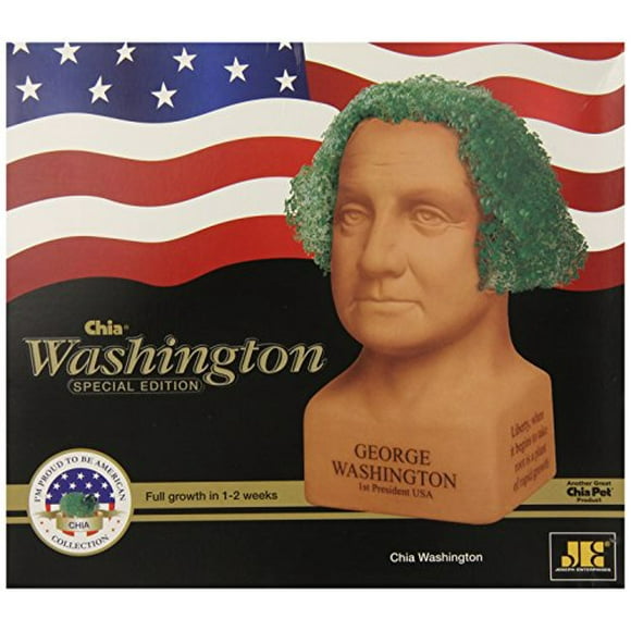Chia Pet George Washington with Seed Pack Decorative Pottery Planter Easy to Do and Fun to Grow Novelty Gift Perfect for Any Occasion