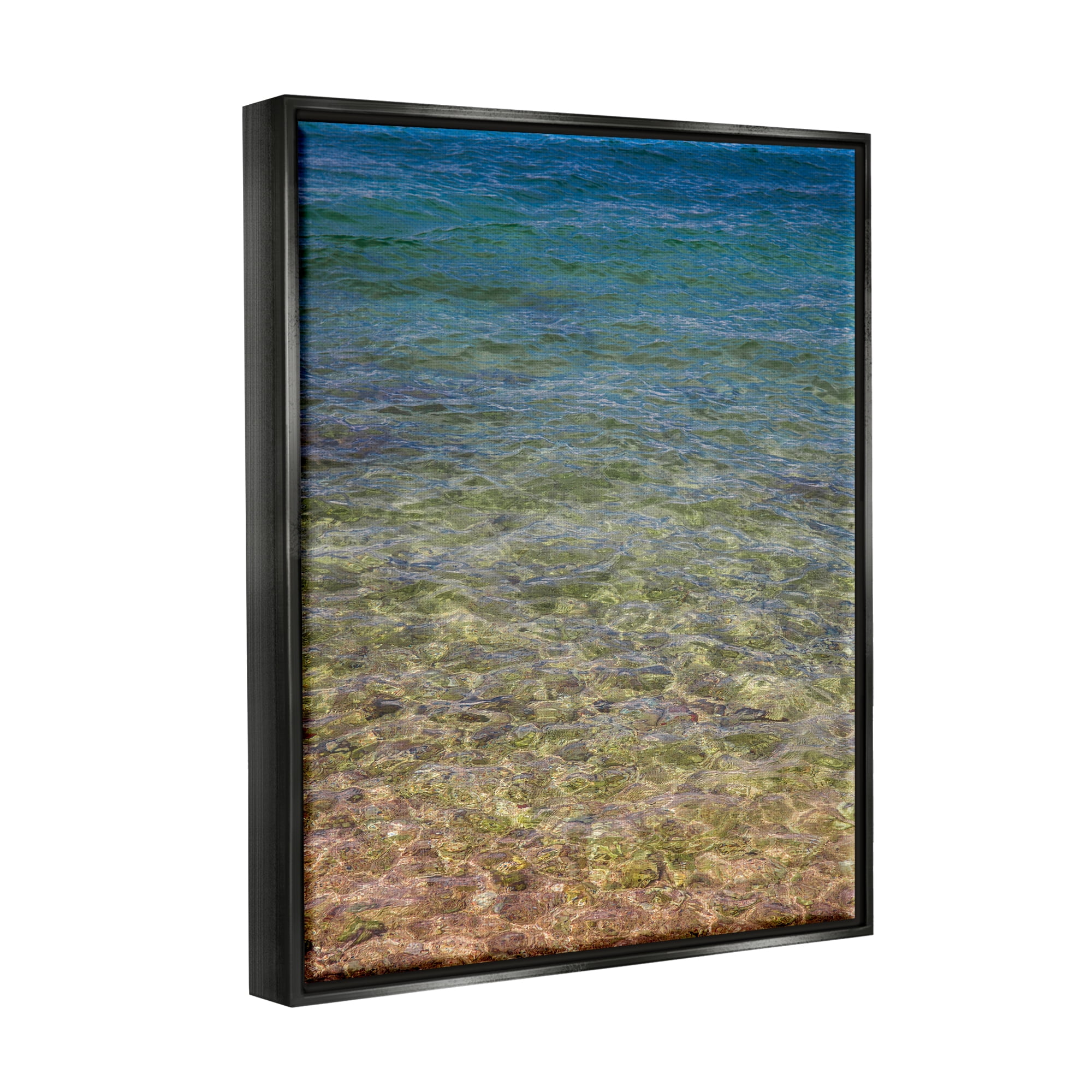Stupell Underwater Clear Sea Floor Ripples Landscape Photography Black Floater Framed Art Print Wall Art
