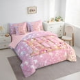 thumbnail image 3 of Feelyou Initial E Letter Bedding Comforter Set 7pcs for Kids, Girly Pink Cartoon Queen Bedding Sets, Fashion Bling Stars Reversible Queen Sheet Sets, Luxury Bedroom Decor, 3 of 8