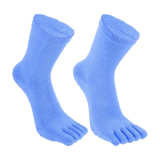 Unique Bargains 1 Pair Full Finger Five Toe Socks Unisex Non Slip Daily Fit Finger Socks Blue
