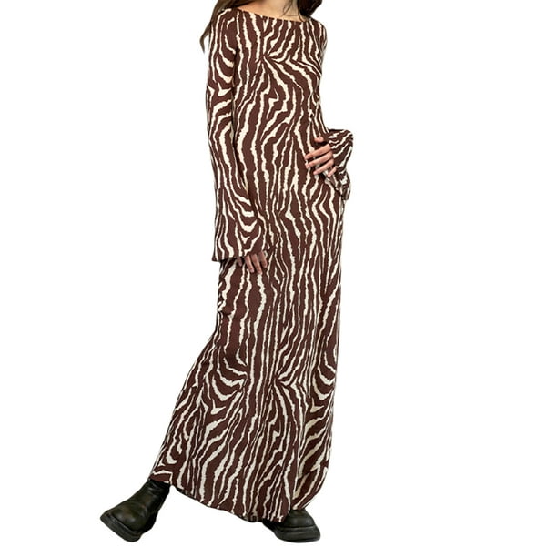 Peyakidsaa Maxi Dress Zebra Print Long Flared Cuff One-piece - Walmart.com