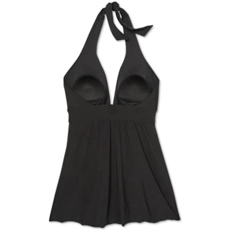 AQUA GREEN Women s Halter Swim Dress Black XLarge