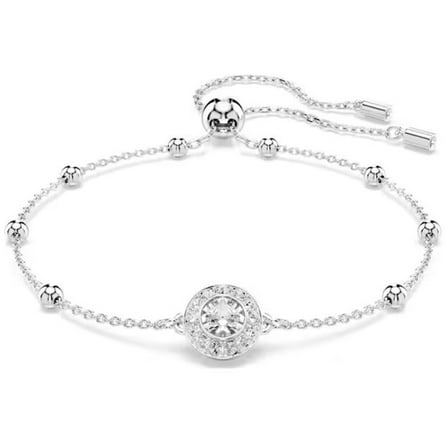 Una Angelic Bracelet, Rhodium-Plated Metal & White Crystals, Adjustable Length - 5733196