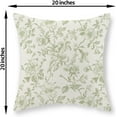 thumbnail image 6 of Sage Green Floral Pillow Covers 20x20 Set of 2 Light Green Chinoiserie Floral Decorative Throw Pillows Vintage Rustic Toile Flower Pillowcase Outdoor Decor Linen Cushion Cover for Couch Sofa, 6 of 7
