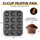 thumbnail image 2 of Non-Stick 12 Cup Muffin Pan, Muffin Tin - BPA Free and Dishwasher Safe Muffin Pan Cupcake Pan - Bakeware Bread (Set of 2), 2 of 5