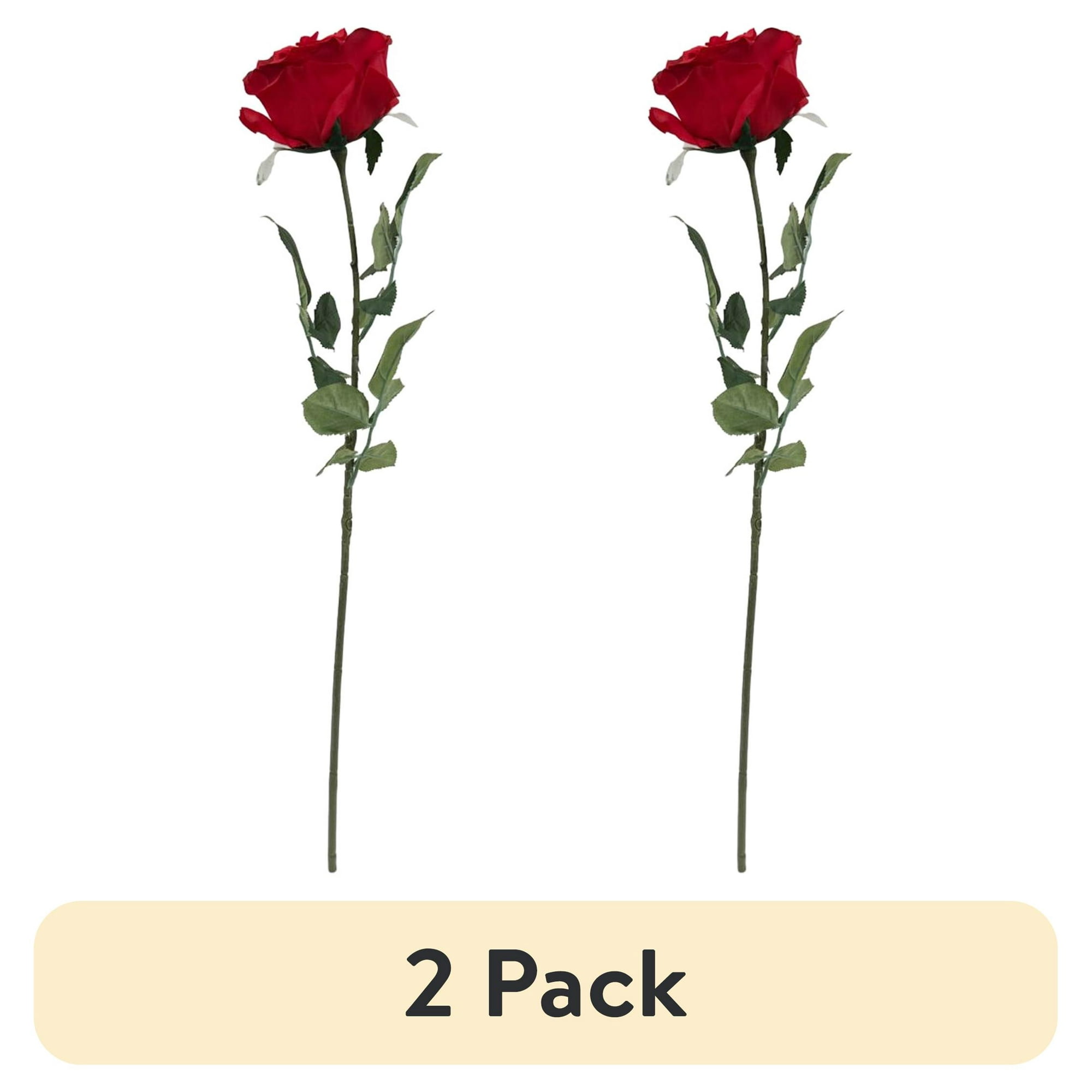 (2 pack) Mainstays 29 in Artificial Rose Stem, Red-Orange, Indoor