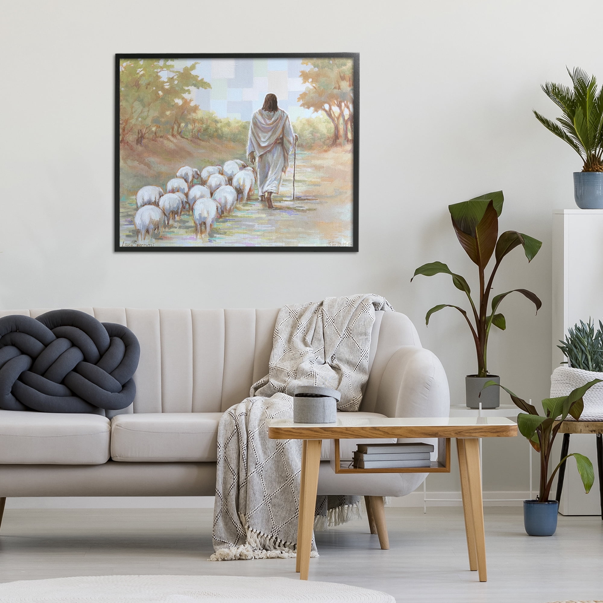 Stupell Industries Lead On Good Shepherd Black Framed Giclee Art, design by Linda Sperruzzi