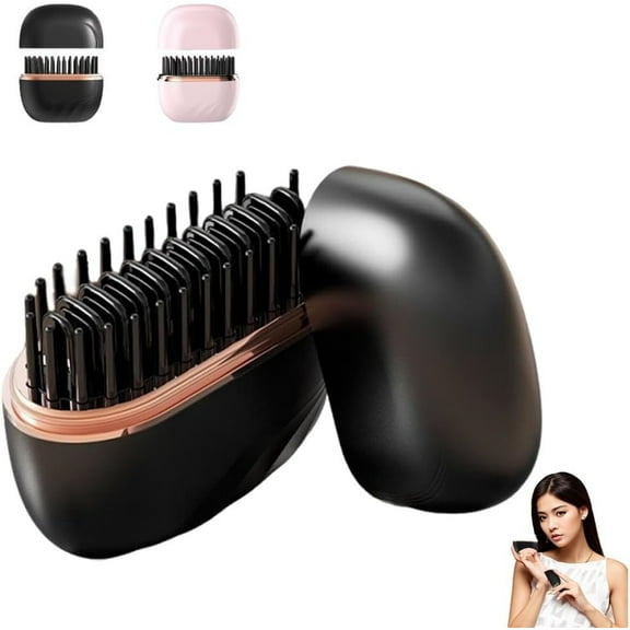 Mini Straightener, Rechargeable Portable Hair Straightener Brush, Fast Heating Hot Comb for Home Travel Gift, Anti Scald Shell, Lightweight and Portable, 3-Speed Temperature Control(Black)
