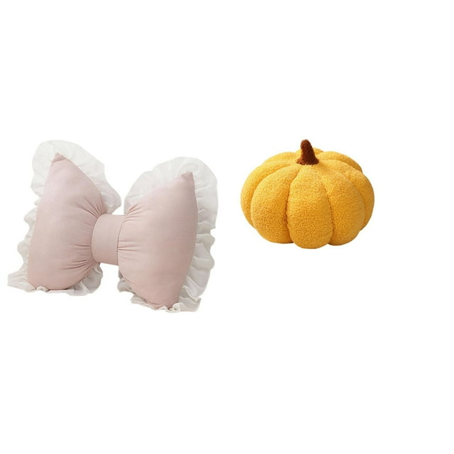 Cojín de lazo bonito, almohada suave con forma de lazo, cómodo adorno de calabaza para uso decorativo en sala de estar, dormitorio, oficina.