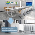 thumbnail image 4 of 2PCS Folding Conference Table with Wheels 55.1in White, Foldable Mobile Training Tables for Office Classroom (2 47.2), 4 of 8