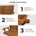 thumbnail image 3 of Innovaze 4.5 Ft Outdoor Wooden Porch Swing with Cupholders, Heavy Duty 880 LBS for 2 Seaters, All-Weather resistant (Teak Tone, Extra-Large), 3 of 5