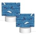 thumbnail image 2 of Vsdgher Sharks on White Blue Striped Rectangular Acrylic Night Light Acrylic Sleep Night Light Friend Gifts for Birthday Gifts for Women Teens Boys Girls, 2 of 9