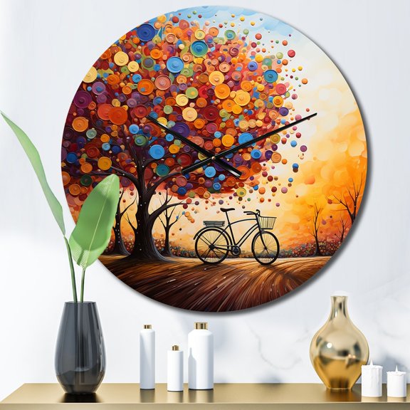 Designart "Bicycle Whirling Wheels painting" Bicycle Oversized Wall Clock