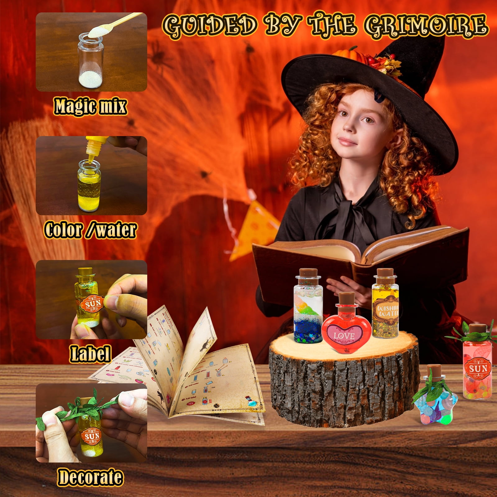 Rhybor Magic Potion Kit for Kids,Mix 22 Bottles Fairy Magic Potions,Mystery Potions Craft Kit,Christmas Halloween Decor Birthday Gift Toys for Girl 6+
