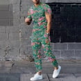 thumbnail image 1 of Ensemble de Complets pour Hommes à Imprimé Floral Moderne pour le Printemps et l'Automne avec Haut à Manches Longues à Col Rond et Bas Coordonnés Tenue Décontractée Élégante pour Hommes, 1 of 4