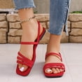 thumbnail image 5 of SZJXBUY Tall Sandals for Women,Summer Casual Strappy Flat Sandals Breathable Open Toe Comfortable Slip-On Ankle Strap Beach Vacation Shoes Red,38, 5 of 7