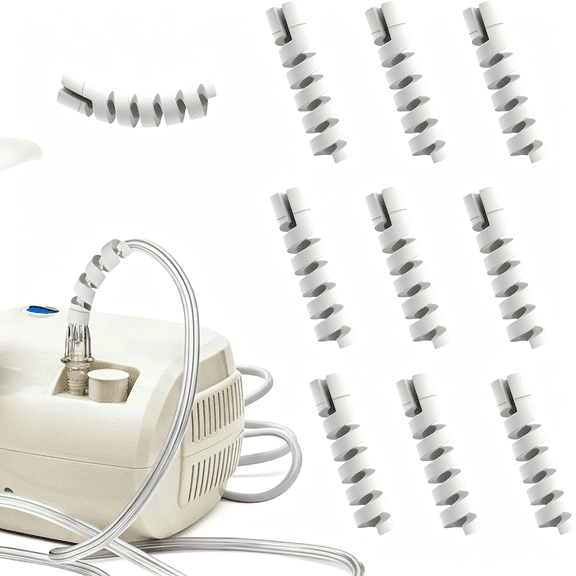 XIBUFE 10 Pack Oxygen Tube Support Crimp Straightener for Oxygen Hose Keep Oxygen Hose from Kinking,For Portable Oxygen Concentrator Oxygen Hose Nasal Cannula(White)