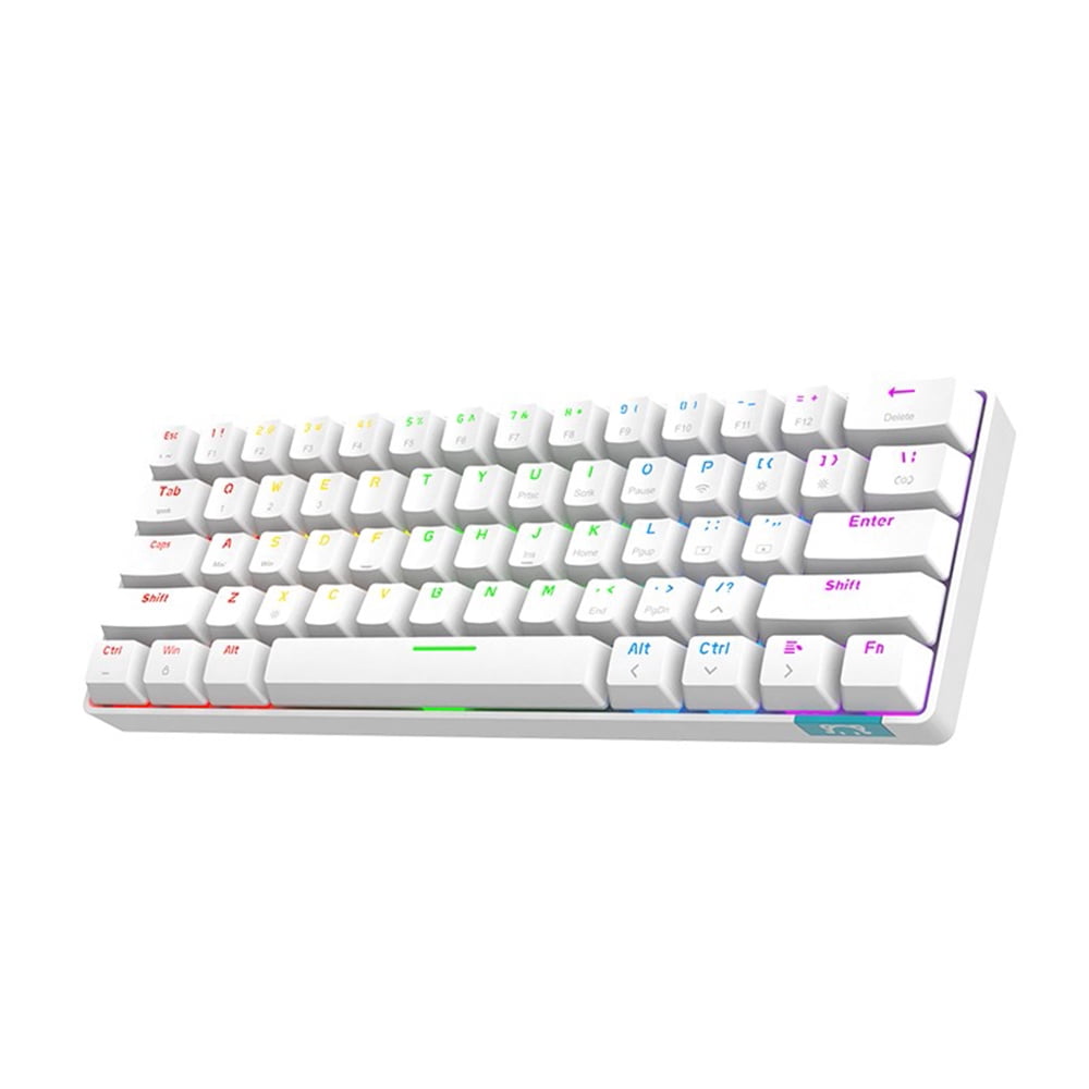 Amdohai Daidai STK61 BT&Wired Dual-mode Mechanical Keyboard 61 Keys Mixed Light Gaming Office Mechanical Keyboard White (Red Switches)