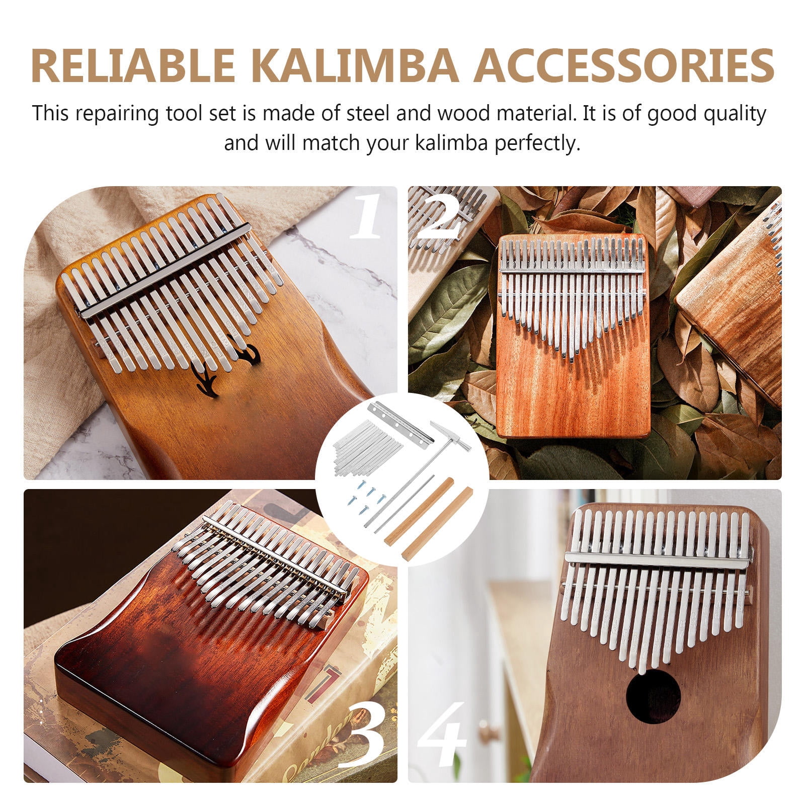 FRCOLOR  Thumb Piano Accessories Kalimba Shrapnel 17 Keys Professional Music Instrument