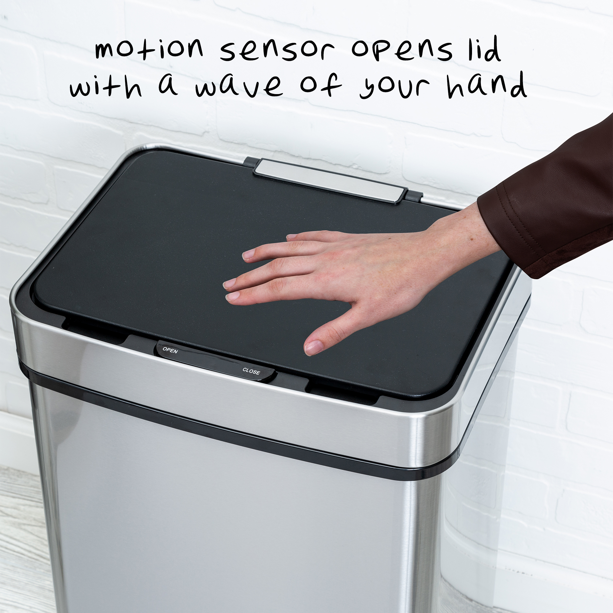 Honey-Can-Do 13.2 gal Silver Stainless Steel Touchless Sensor Automatic Touchless Trash Can