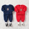 thumbnail image 1 of Conjunto de 2 piezas de top y pantalón con estampado de animales de oso navideño para bebé niño o niña, 1 of 5