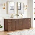 thumbnail image 5 of Oza 84" Bath Vanity in Aged Dark Brown Oak with Fish Maw White Quartz and Mirror, 5 of 17
