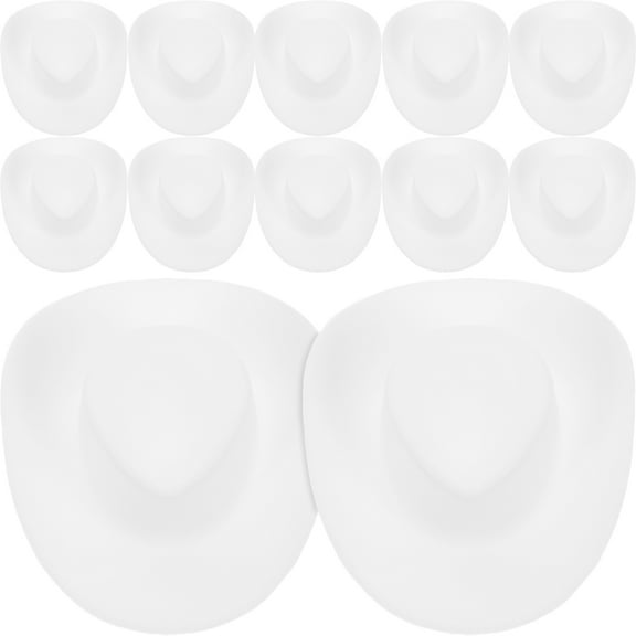 HOMEMAXS Adorable White Plastic Decorative Hats for Dolls and Crafts 30 Pcs Tiny Cowboy Style
