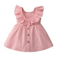 thumbnail image 3 of XEGLSBU Toddler Girls Dresses 2025 Summer Fly Sleeve Cotton Linen Dress for Kids Solid Color Dresses Size 2-7 Years Size 3-4 Years, 3 of 9