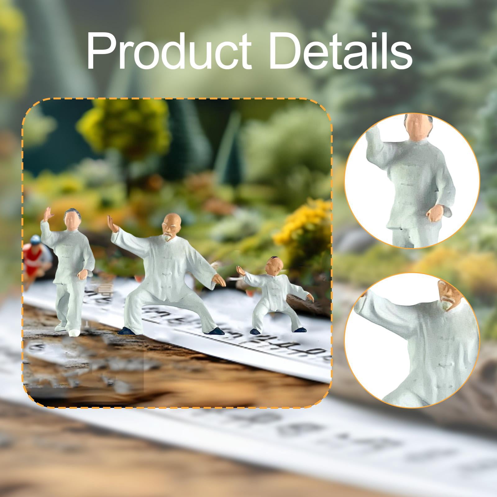Dualoai 3x 1/64 Tai Chi Figure for Micro Landscape Photo Props Doll House Decoration