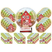 Farmhouse Farmer Animals Fun Party Supplies Bundle Pack for 16 (with 18 Inch Balloon Plus Party Planning Checklist by Mikes Super Store)