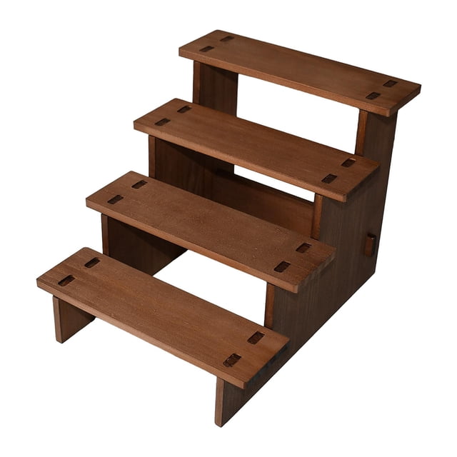 relayinert Wooden Display Riser Shelf Collectibles Display Stand for Dolls Figures Toys 4 Layer 40cm Brown 4 Layer 20cm
