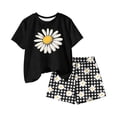 thumbnail image 6 of Babcutegg Girls Summer Printed Two-Piece Outfit – Short Sleeve Round Neck Top with Elastic Waist Shorts for Casual and Playful Everyday Wear Black Size 9-10, 6 of 7